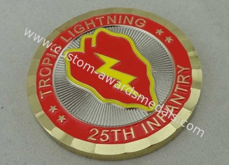 25th Infantry Tropic Lightning Personalized Coins , Double Tones Plating, Diamond Cut Edge