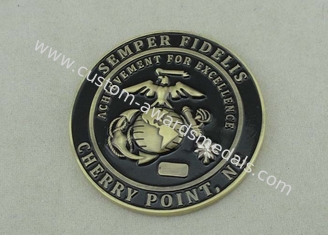 3D SEMPER FIDELIS USA Navy Personalized Coins Brass Die Struck / Antique Brass Plating