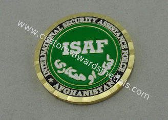 Brass ISFA Personalized Army Coin Die Struck , Transparent Box Diamond Edge