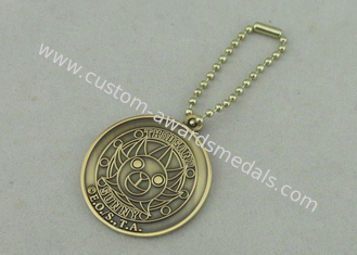 2.0 mm Promotional Keychain With Ball Chain   , Antique Gold Plating Die Casting