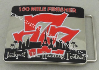 Jackpot Ultra Running Festival Custom Made Belt Buckles 100 Miles Finisher With Soft Enamel