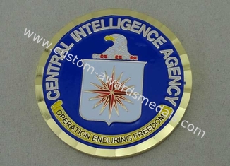 Central Intelligence Agency Brass Military Coin , Soft Enamel And Gold Plating