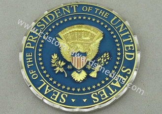 Double Tones Plating Custom Made Coins , Die Stamped Soft Enamel Copper President Coin