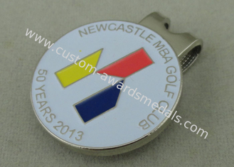 Silver Golf Cap Souvenir Badges Iron Stamped Soft Enamel With Strong Magnet And Clip