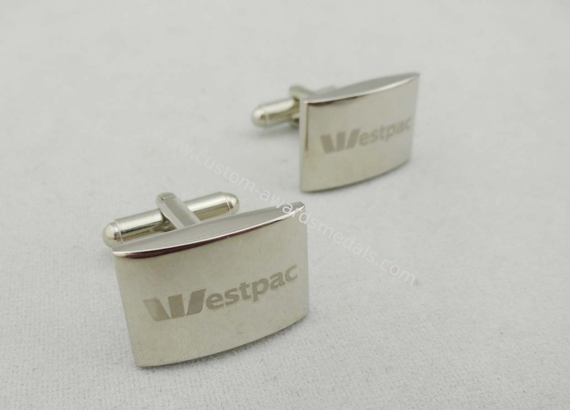 ESTPAC Square Zinc Alloy Cufflink , 21 mm Laser Engraved Logo For Company