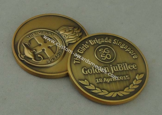 Soft Enamel Police Coin Brass Die Stamped Gold With Diamond Edge