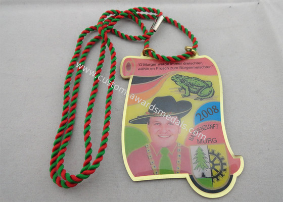 Brass / Copper / Stainless Steel / Aluminum Narrenzunft Murg Carnival Medal with Two Color Cord