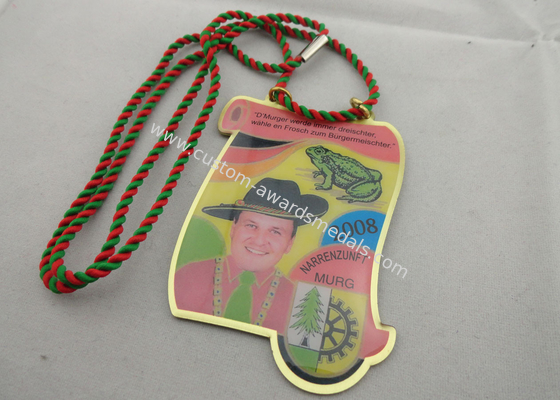 Brass / Copper / Stainless Steel / Aluminum Narrenzunft Murg Carnival Medal with Two Color Cord