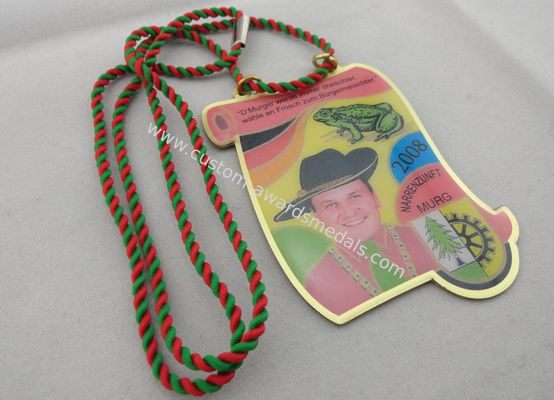 Brass / Copper / Stainless Steel / Aluminum Narrenzunft Murg Carnival Medal with Two Color Cord