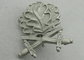 3D Leaves Shape Zinc Alloy Souvenir Badges, Memorial Badge with Cross Sword with Misty Nickel Plating