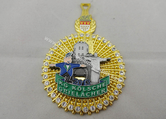 3D Die Casting KG Kolsche Karneval Medal with Antique Nickel and Gold Plating, Two Piece Combined