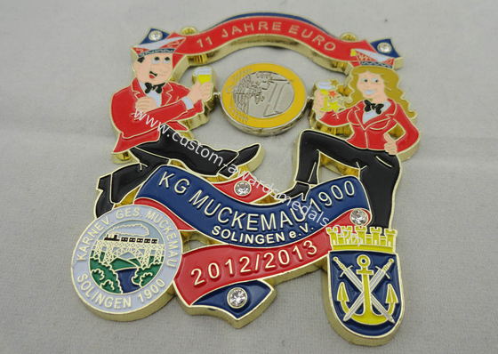 Pewter / Zinc Alloy Die Cast, Die Struck, Stamped Muckemau Carnival Medal with Ribbon