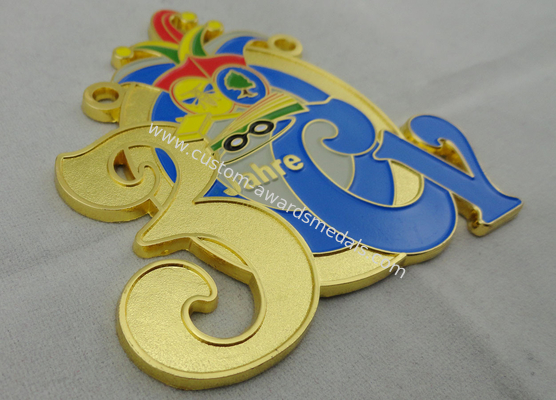 2D or 3D CY Carnival Medal by Zinc alloy with Soft Enamel, Gold Plating, Flat Back Side