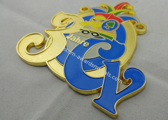 2D or 3D CY Carnival Medal by Zinc alloy with Soft Enamel, Gold Plating, Flat Back Side