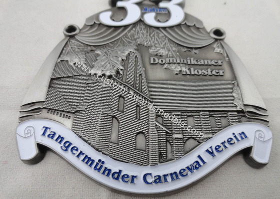 TCV 33 Jahre Die Cast / Die Struck / Stamped Carnival Medal by Zinc Alloy, Clown Logo, Antique Nickel Plating