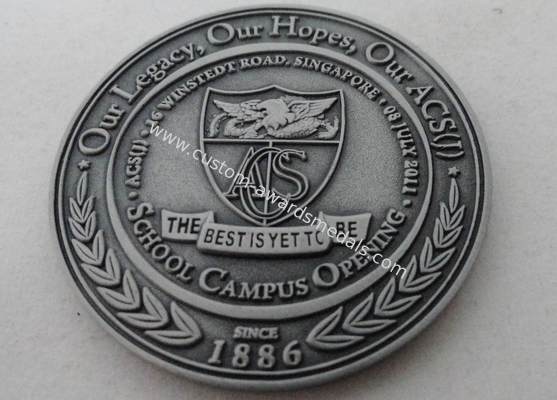 2D or 3D Personalized Coins / School Campus Coin with Antique Silver, Anti Nickel, Anti Brass Plating