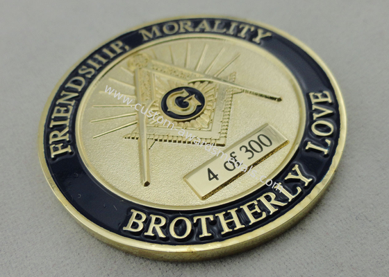 Gold Plating Metal Zinc Alloy, Iron, Brass Laser Engraved Personalized Coins / A.F. &amp; A.M. Coin for Promotional Gift