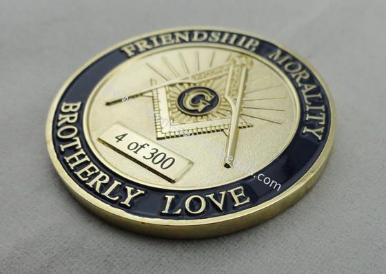 Gold Plating Metal Zinc Alloy, Iron, Brass Laser Engraved Personalized Coins / A.F. &amp; A.M. Coin for Promotional Gift