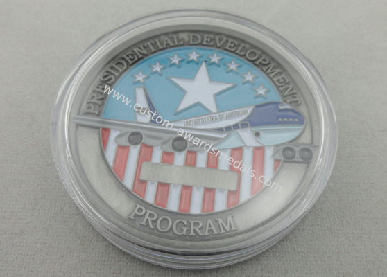 Metal Air Force One Coin / Zinc Alloy Personalized Enamel Coins with Antique Silver Plating