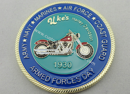 Brass / Zinc Alloy / Pewter Navy Marine Corps Coin / Harley Davidson Personalized Coins with Rope Edge