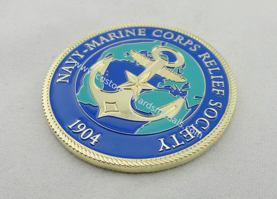 Brass / Zinc Alloy / Pewter Navy Marine Corps Coin / Harley Davidson Personalized Coins with Rope Edge