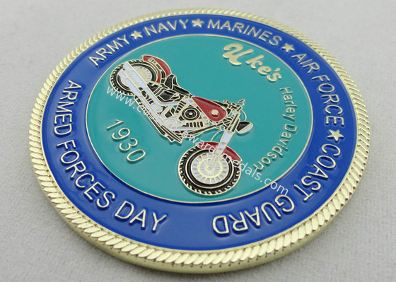 Brass / Zinc Alloy / Pewter Navy Marine Corps Coin / Harley Davidson Personalized Coins with Rope Edge