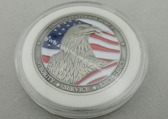 Zinc alloy Metal Double Sided Air Force Coin / Personalized Eagle Coin with Antique Silver Plating