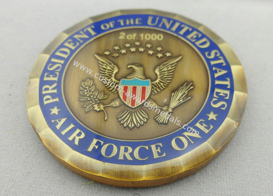 3D Metal Copper / Zinc Alloy / Pewter Personalized Air Force One Coin for Awards, with Laser Engraved