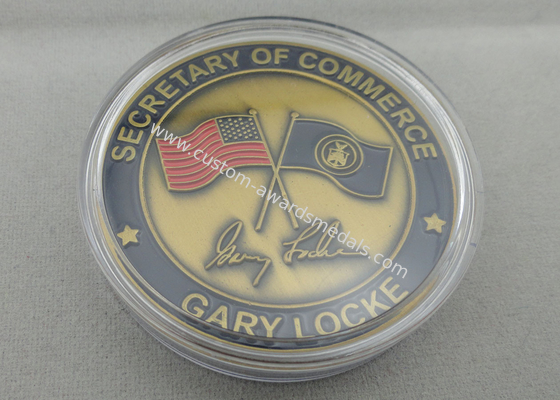 2D or 3D Antique Gold Plating Gary Locke Personalized Coins for Awards, Souvenir, Military