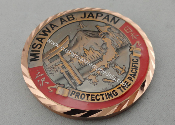 3D Antique Copper Plating Brass American Personalized Coins for Awards, with Diamond Cut Edge