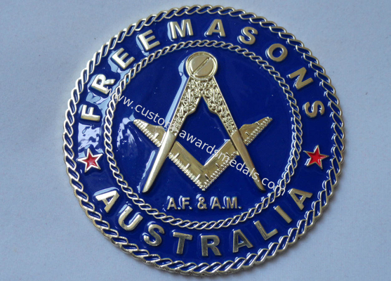 Gold Plating Iron or Brass or Copper A.F. & A.M. Adhesive Badge