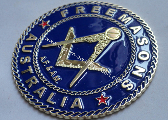 Gold Plating Iron or Brass or Copper A.F. &amp; A.M. Adhesive Badge