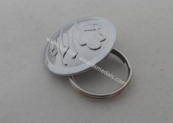 Button Shape Metal Custom Zinc Alloy, Pewter, Aluminum Key Chains with Brass Stamped