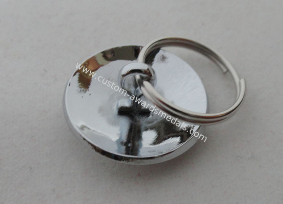 Button Shape Metal Custom Zinc Alloy, Pewter, Aluminum Key Chains with Brass Stamped