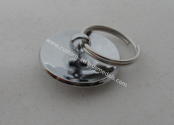 Button Shape Metal Custom Zinc Alloy, Pewter, Aluminum Key Chains with Brass Stamped