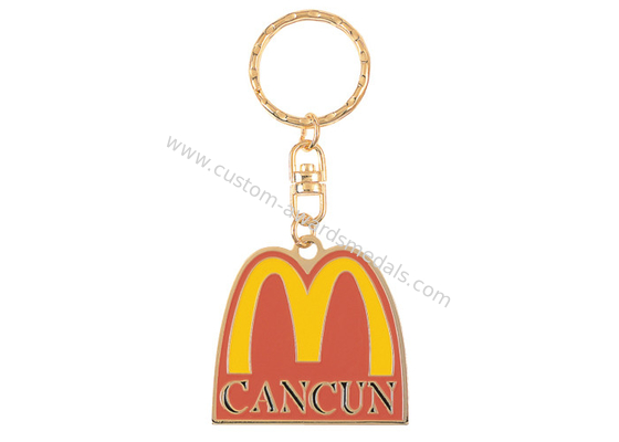 Gold Plaed Copper Stamping MacDonald Promotional Keychain for Company Celebration, School, Club