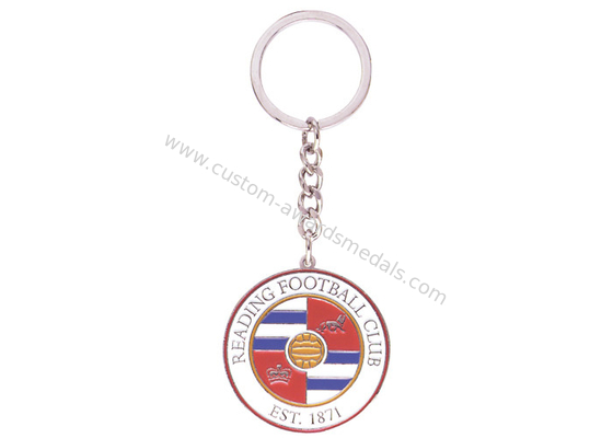 Custom Iron Stamped Iron / Brass / Copper Football Club Key Chain with Soft Enamel