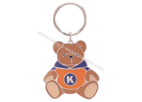 Lovely Double Sided Bear Zinc Alloy Promotional Keychain with Nickel Plating, Soft Enamel