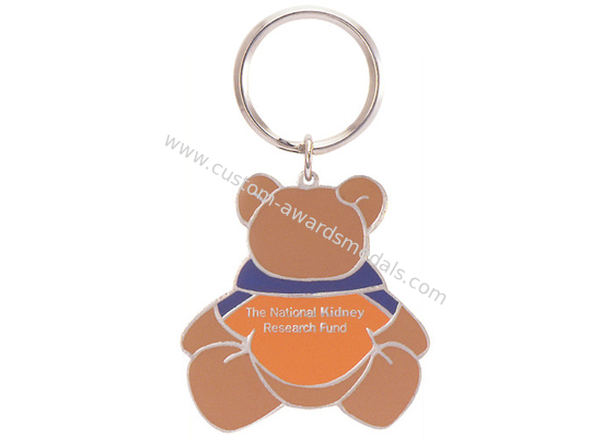 Lovely Double Sided Bear Zinc Alloy Promotional Keychain with Nickel Plating, Soft Enamel