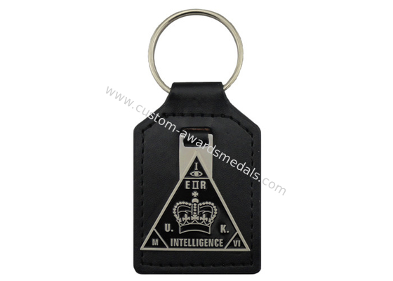 Promotional Gift 3D Leather Pocket Badge, Fashionable Key Ring with Gold Plating