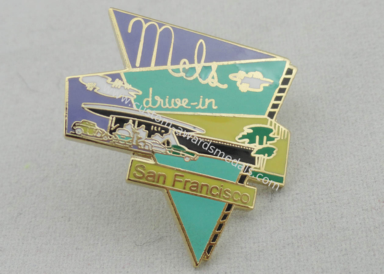 Metal Zinc Alloy Drive-in Imitation Hard Enamel Pin, Promotional Lapel Pins with Gold Plated