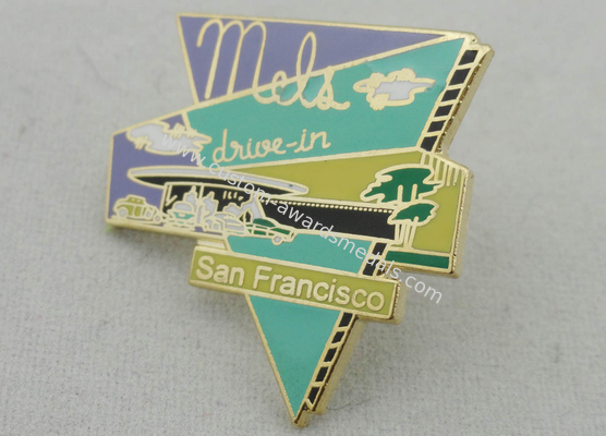 Metal Zinc Alloy Drive-in Imitation Hard Enamel Pin, Promotional Lapel Pins with Gold Plated