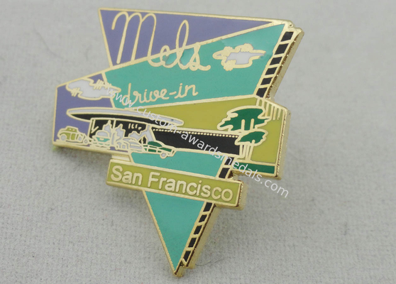 Metal Zinc Alloy Drive-in Imitation Hard Enamel Pin, Promotional Lapel Pins with Gold Plated