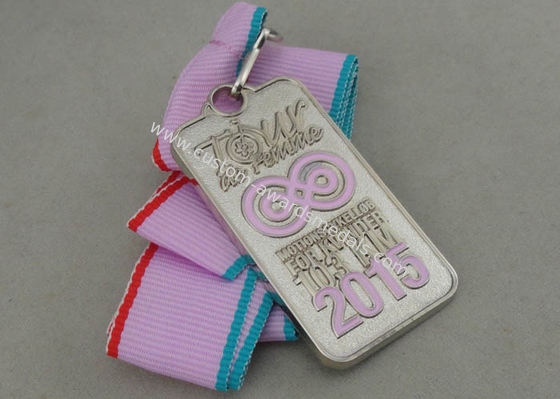 2016 Running Ribbon Medals Die Casting Soft Enamel Medal With Silver