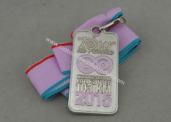 2016 Running Ribbon Medals Die Casting Soft Enamel Medal With Silver