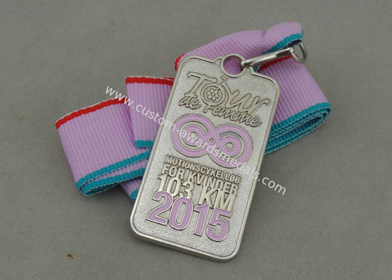 2016 Running Ribbon Medals Die Casting Soft Enamel Medal With Silver