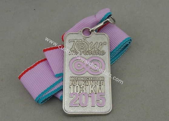 2016 Running Ribbon Medals Die Casting Soft Enamel Medal With Silver