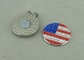 Brass Die Struck Soft Enamel Silver Golf Cap Badges Souvenir Date
