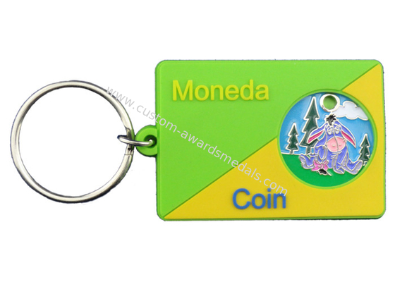 Business Promotional Gift Moneda Soft Pvc Colorful Key Chain With Coin