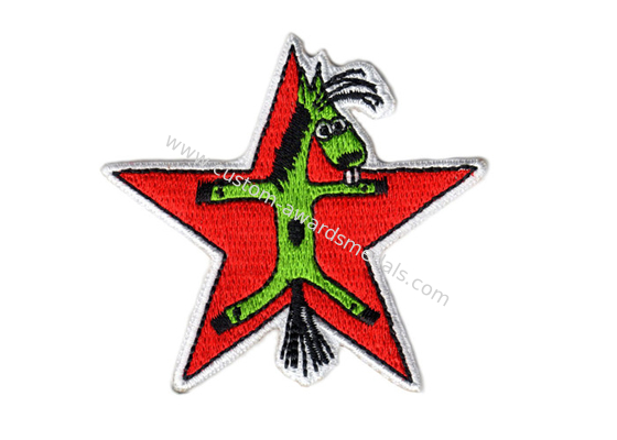 Star Shape Custom Embroidery Patches For Garment With Iron Glue On Back Side